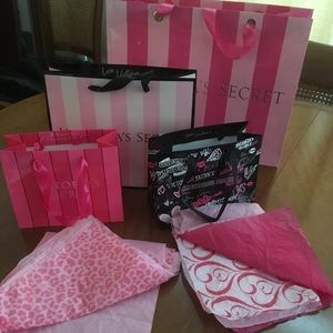 4 Victoria’s Secret shopping bags + tissue paper